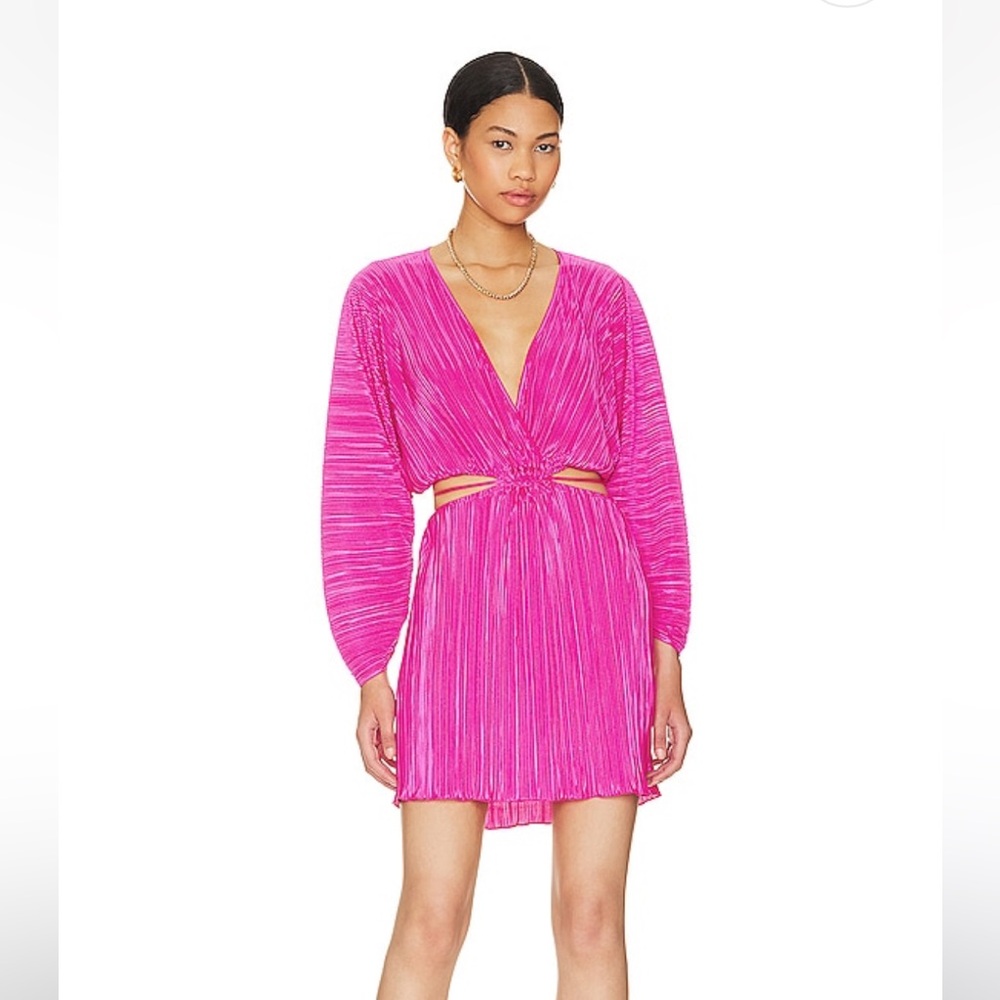Good American Plisse Mini Dress in Fuchsia Pink001 1/2